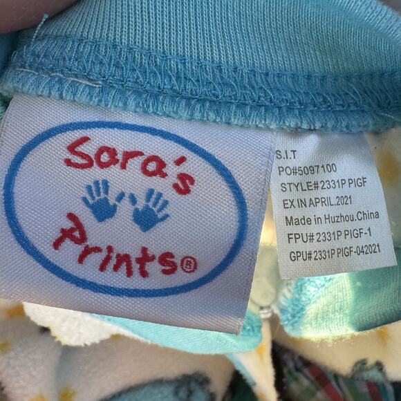 Sara’s Print Blue Pig Graphic Fleece Footie Pajamas 18 Months One Piece Zip Up - Picture 3 of 4